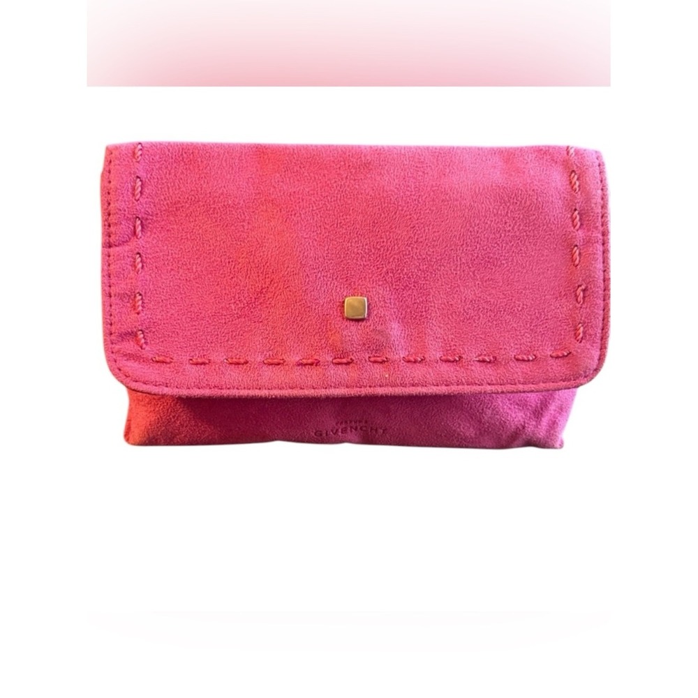Givenchy Clutch Bag Women OS Pink Excellent Faux Suede Whipstitch Parfums